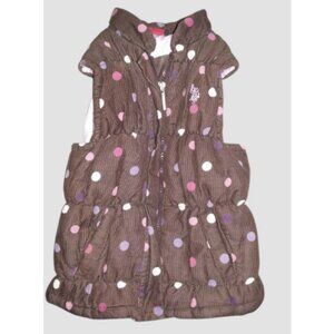 US POLO ASSN Brown Polka Dot Corduroy Quilted Vest Girls Size 3T